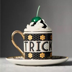 NWT Anthropologie The Bistro Tile Espresso Cup - Halloween Edition Set